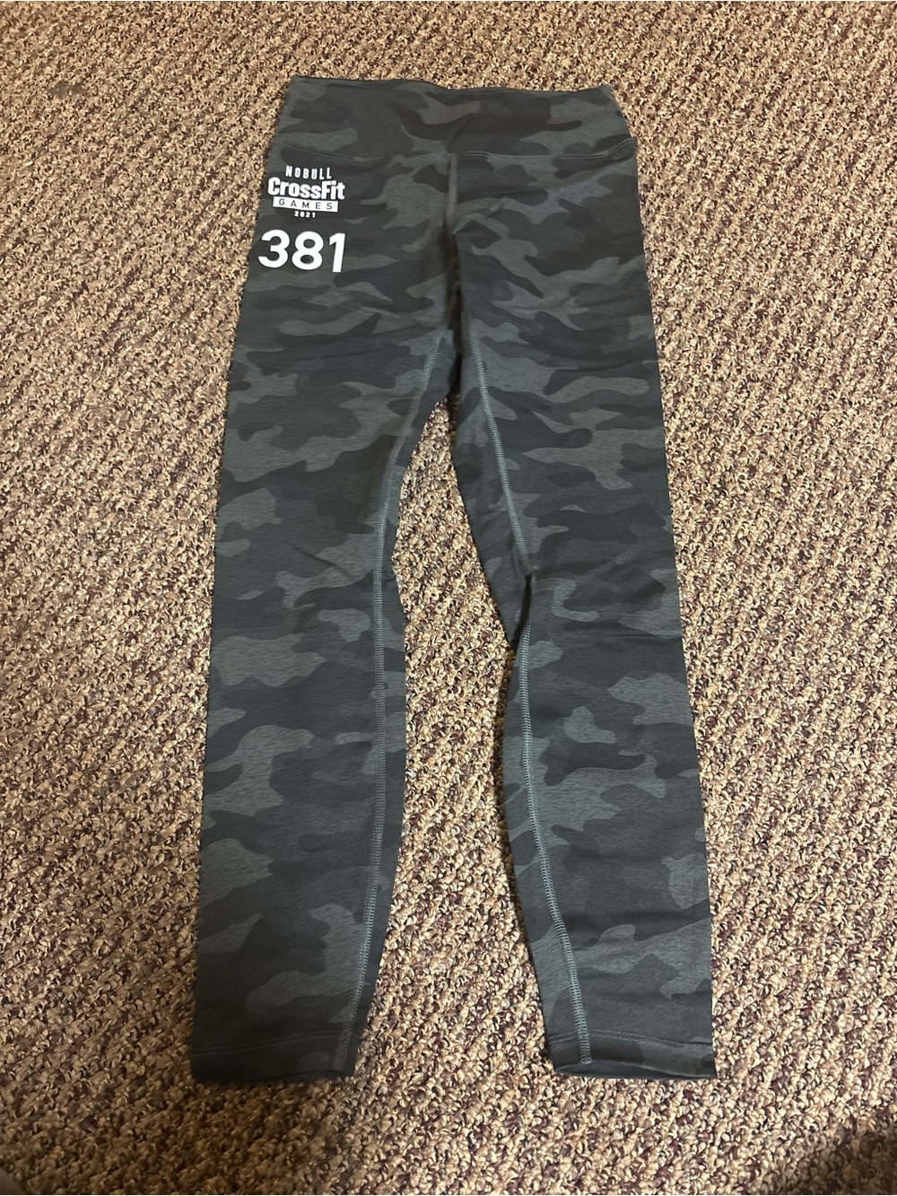 NOBULL Black Camo Leggings with 381 Print